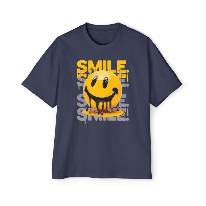 Smile Oversized Tee - Yellow Graphic T-Shirt for Casual Vibes - Midnight Blue - S - Smile Oversized Tee - Yellow Graphic T-Shirt for Casual Vibes - Tatoo Tee