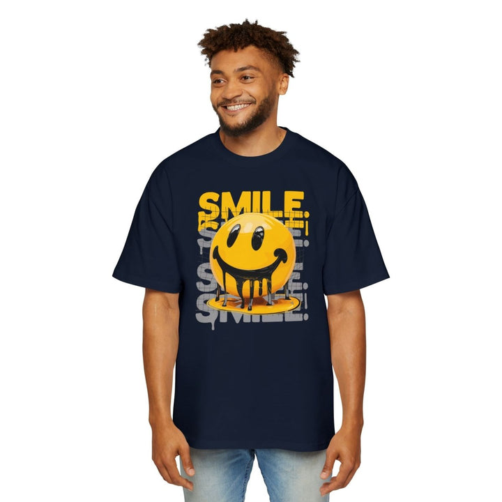 Smile Oversized Tee - Yellow Graphic T-Shirt for Casual Vibes - Midnight Blue - S - Smile Oversized Tee - Yellow Graphic T-Shirt for Casual Vibes - Tatoo Tee