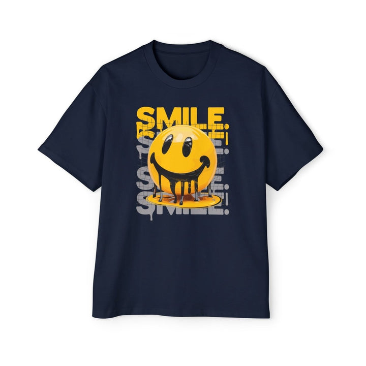 Smile Oversized Tee - Yellow Graphic T-Shirt for Casual Vibes - Navy - S - Smile Oversized Tee - Yellow Graphic T-Shirt for Casual Vibes - Tatoo Tee