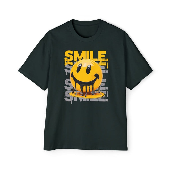 Smile Oversized Tee - Yellow Graphic T-Shirt for Casual Vibes - Pine Green - S - Smile Oversized Tee - Yellow Graphic T-Shirt for Casual Vibes - Tatoo Tee