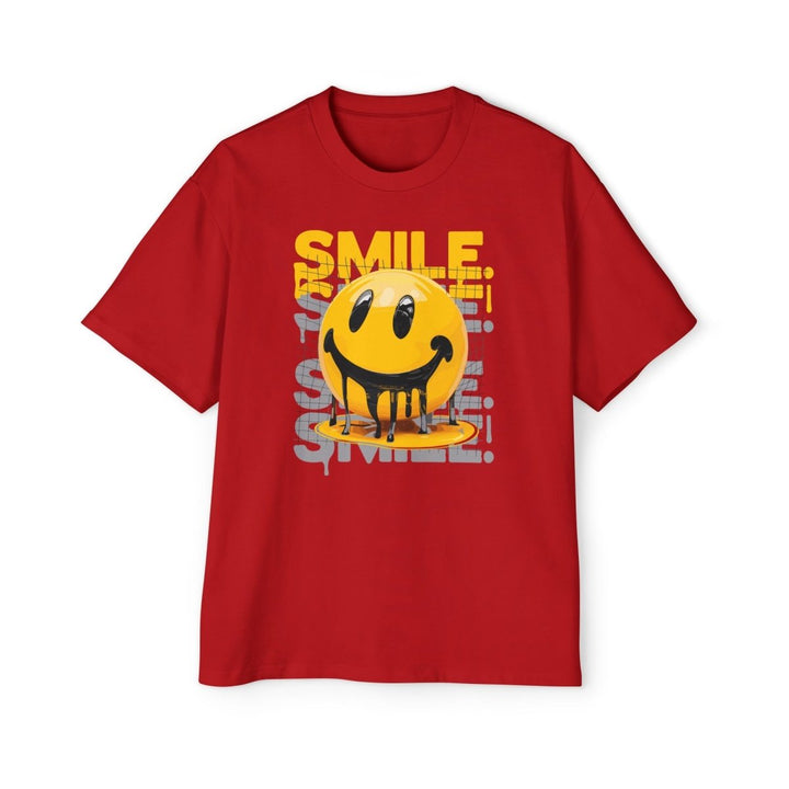 Smile Oversized Tee - Yellow Graphic T-Shirt for Casual Vibes - Red - M - Smile Oversized Tee - Yellow Graphic T-Shirt for Casual Vibes - Tatoo Tee