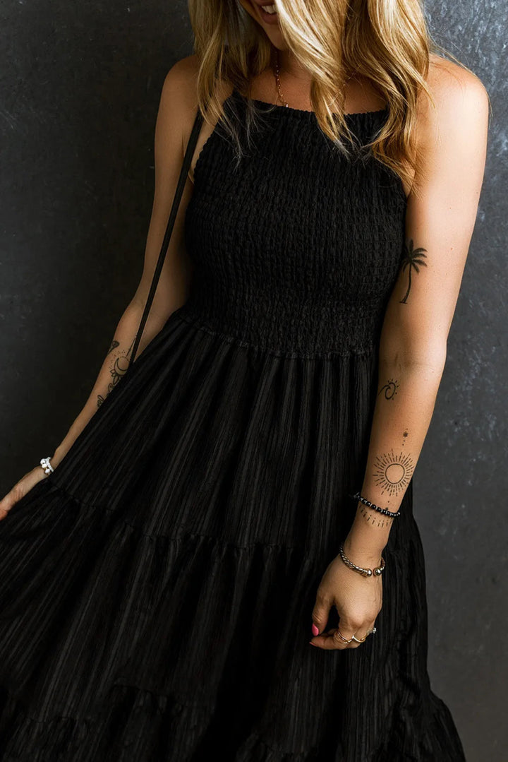 Smocked Tiered Spaghetti Strap Dress - Black - S - 7da8dee4 - 5c64 - 4e2c - b192 - cb428cafbe1e - Max - Tatoo Tee