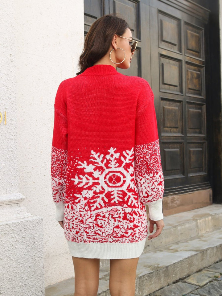 Snowflake Pattern Sweater Dress - Red - S - e3fc958815414db7901849169be46086 - Max - Tatoo Tee