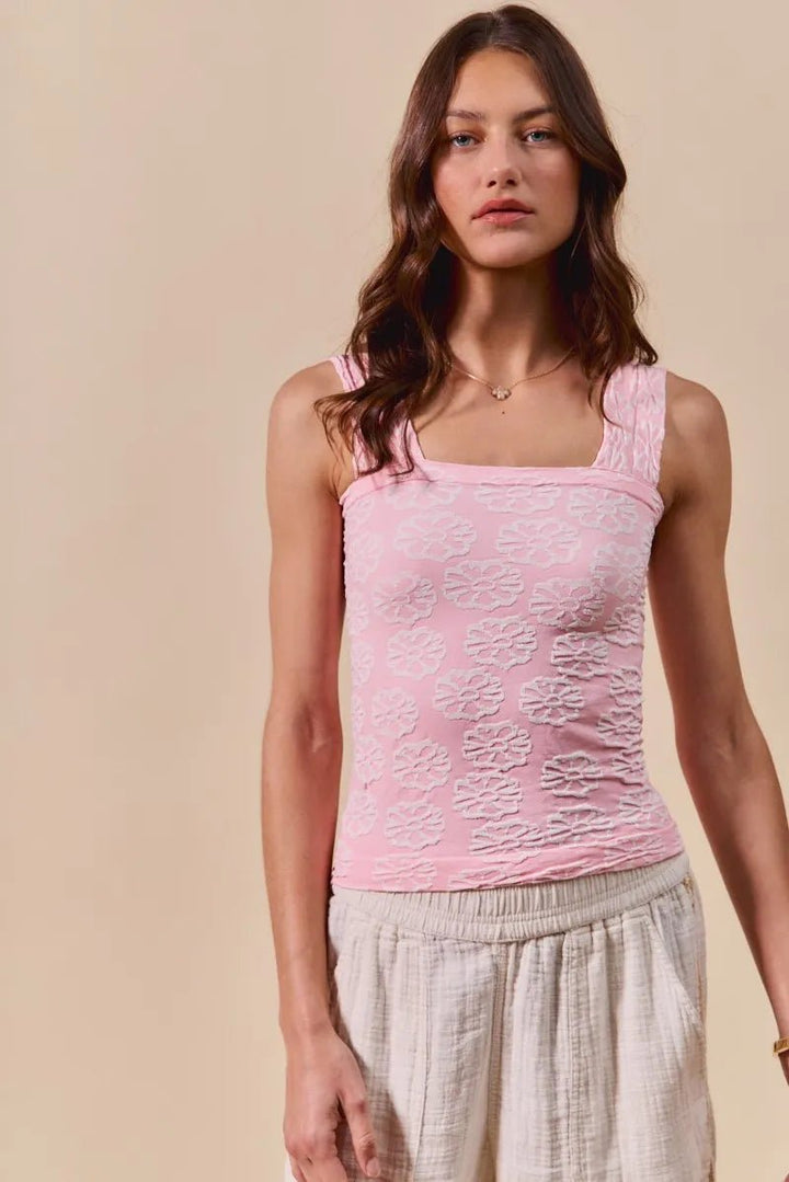 SO ME Two Tone Floral Seamless Tank Top - 2TONE BLUSH - S - 854e79cdb192490685a7f7a9cbfa04b6 - Max - Origin - Tatoo Tee