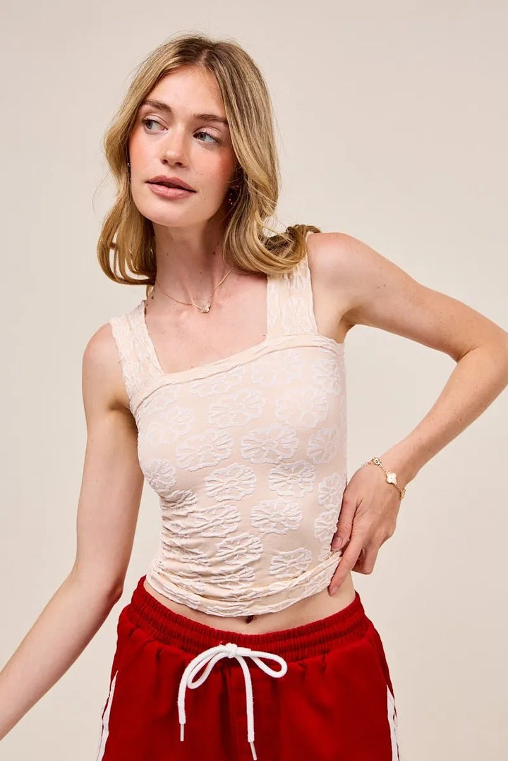 SO ME Two Tone Floral Seamless Tank Top - 2TONE OATMEAL - S - 92f492ac93384c238d90a475fbacd16c - Max - Origin - Tatoo Tee