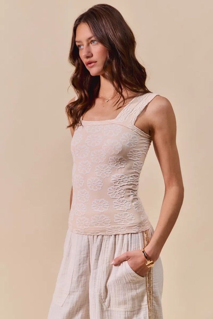 SO ME Two Tone Floral Seamless Tank Top - 2TONE OATMEAL - S - 19e8d22a354c4503a404a4cf149a9742 - Max - Origin - Tatoo Tee