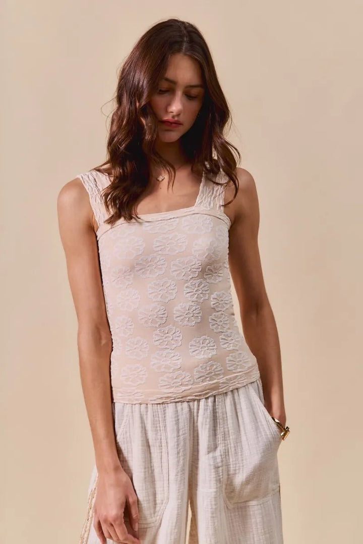 SO ME Two Tone Floral Seamless Tank Top - 2TONE OATMEAL - S - 0a5eeb22bc554101b6099d8ada30f63e - Max - Origin - Tatoo Tee