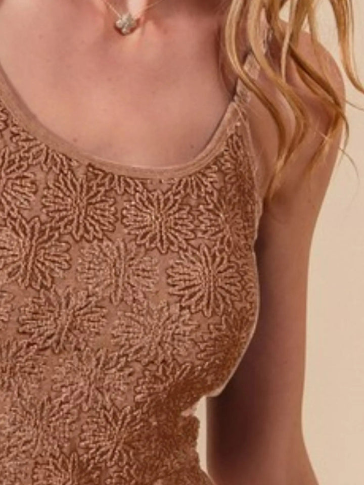 SO ME Two Tone Floral Seamless Tank Top - COFFEE - S - bfa7626e - 6260 - 4523 - 9be1 - 6bb3a58eca9a - Max - Origin - Tatoo Tee