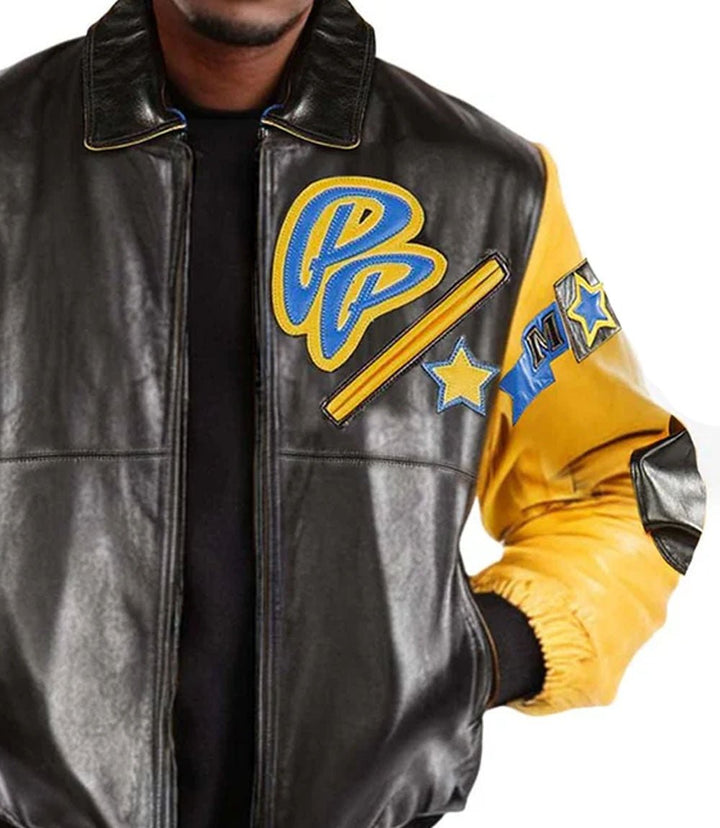 Soda Club Yellow Black Leather Jacket - XXS - Soda Club Yellow Black Leather Jacket - Tatoo Tee