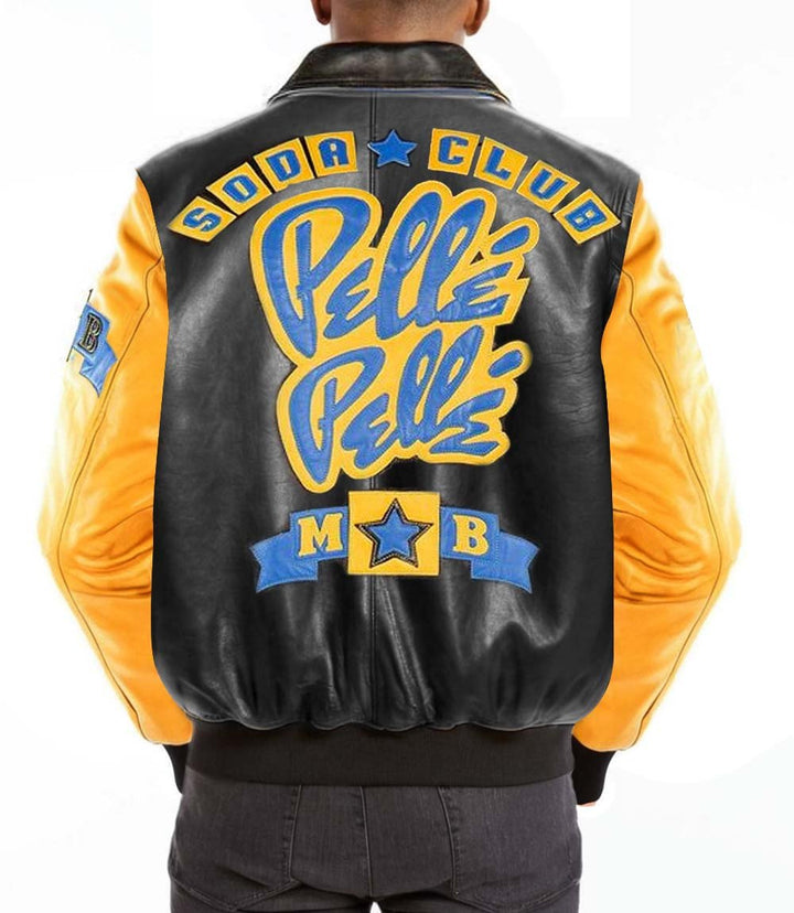 Soda Club Yellow Black Leather Jacket - XXS - Soda Club Yellow Black Leather Jacket - Tatoo Tee