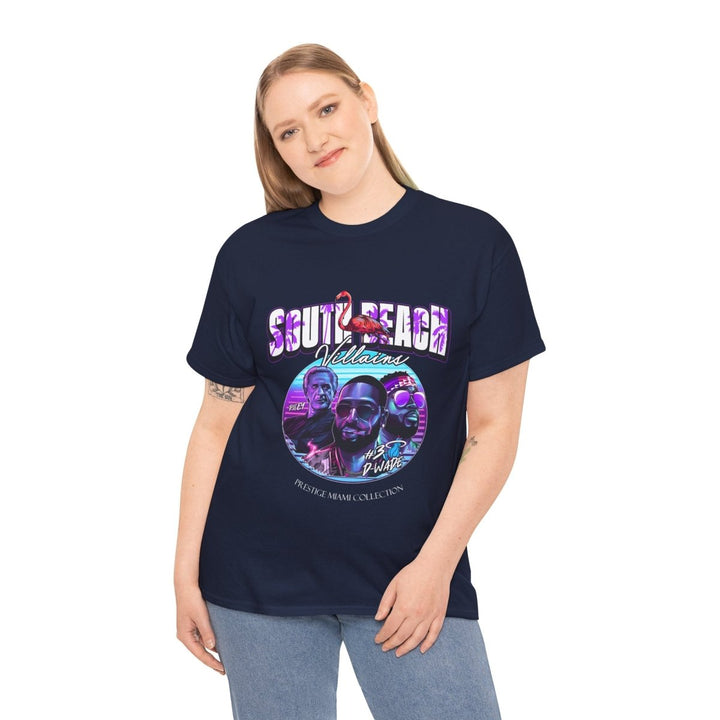 South Beach Villains Unisex Heavy Cotton Tee - Navy - S - South Beach Villains Unisex Heavy Cotton Tee - Tatoo Tee