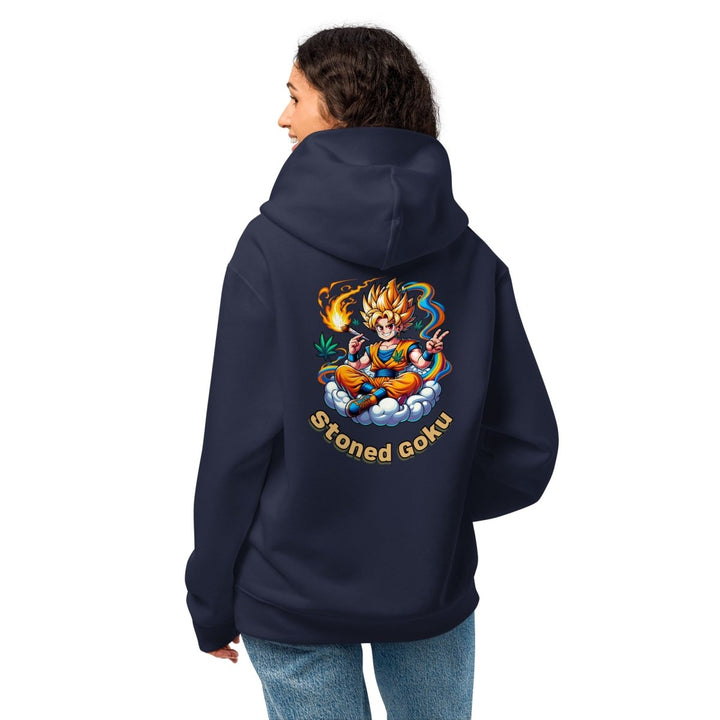 Stoned Goku Oversized heavyweight hoodie - Navy - S - Product mockup - Tatoo Tee