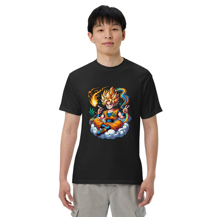 Stoned Goku Unisex garment - dyed heavyweight t-shirt - Black - S - Product mockup - Tatoo Tee