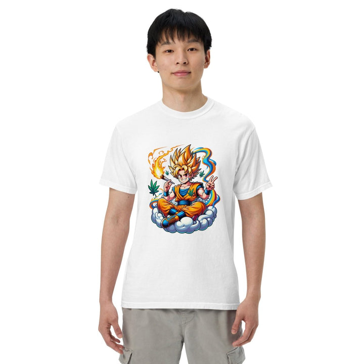 Stoned Goku Unisex garment - dyed heavyweight t-shirt - White - S - Product mockup - Tatoo Tee