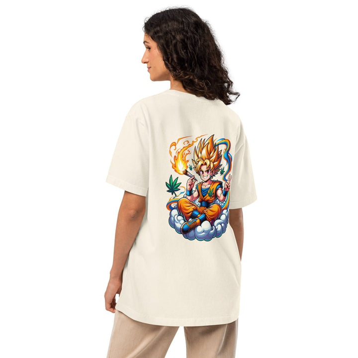 Stoned Goku Unisex oversized t-shirt - Vintage White - S - Product mockup - Tatoo Tee