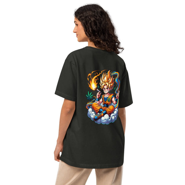 Stoned Goku Unisex oversized t-shirt - Washed Black - S - Product mockup - Tatoo Tee