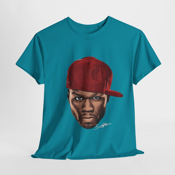 Street Art Inspired 50 Cent Unisex Heavy Cotton Tee - Bold Design for Urban Vibe - Purple - S - Street Art Inspired 50 Cent Unisex Heavy Cotton Tee - Bold Design for Urban Vibe - Tatoo Tee