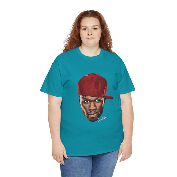 Street Art Inspired 50 Cent Unisex Heavy Cotton Tee - Bold Design for Urban Vibe - Purple - S - Street Art Inspired 50 Cent Unisex Heavy Cotton Tee - Bold Design for Urban Vibe - Tatoo Tee