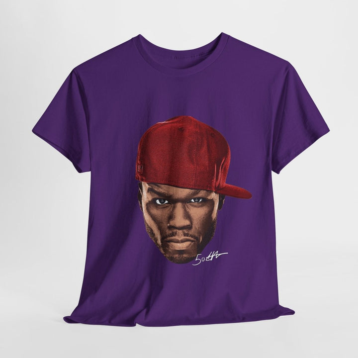 Street Art Inspired 50 Cent Unisex Heavy Cotton Tee - Bold Design for Urban Vibe - Purple - S - Street Art Inspired 50 Cent Unisex Heavy Cotton Tee - Bold Design for Urban Vibe - Tatoo Tee