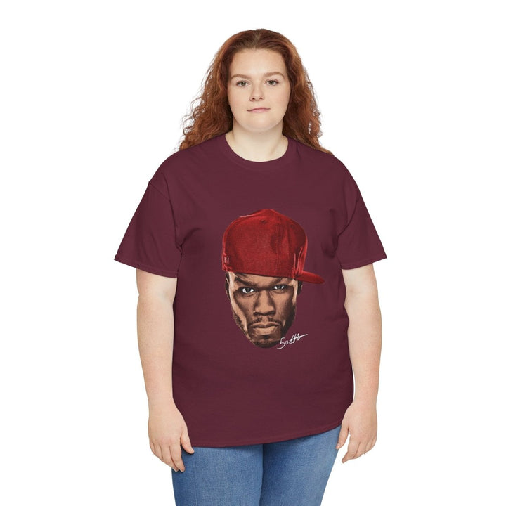 Street Art Inspired 50 Cent Unisex Heavy Cotton Tee - Bold Design for Urban Vibe - Purple - S - Street Art Inspired 50 Cent Unisex Heavy Cotton Tee - Bold Design for Urban Vibe - Tatoo Tee