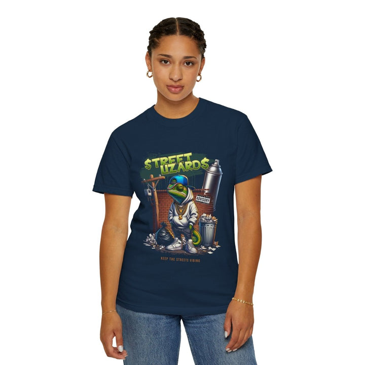 Street Lizards Unisex Garment - Dyed T-Shirt - Trendy Urban Art Tee for Streetwear Enthusiasts - True Navy - S - Street Lizards Unisex Garment - Dyed T-Shirt - Trendy Urban Art Tee for Streetwear Enthusiasts - Tatoo Tee