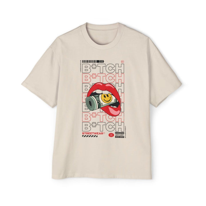 Streetwear Heavy Oversized Tee with Graphic Design - Ecru - S - Streetwear Heavy Oversized Tee with Graphic Design - Tatoo Tee