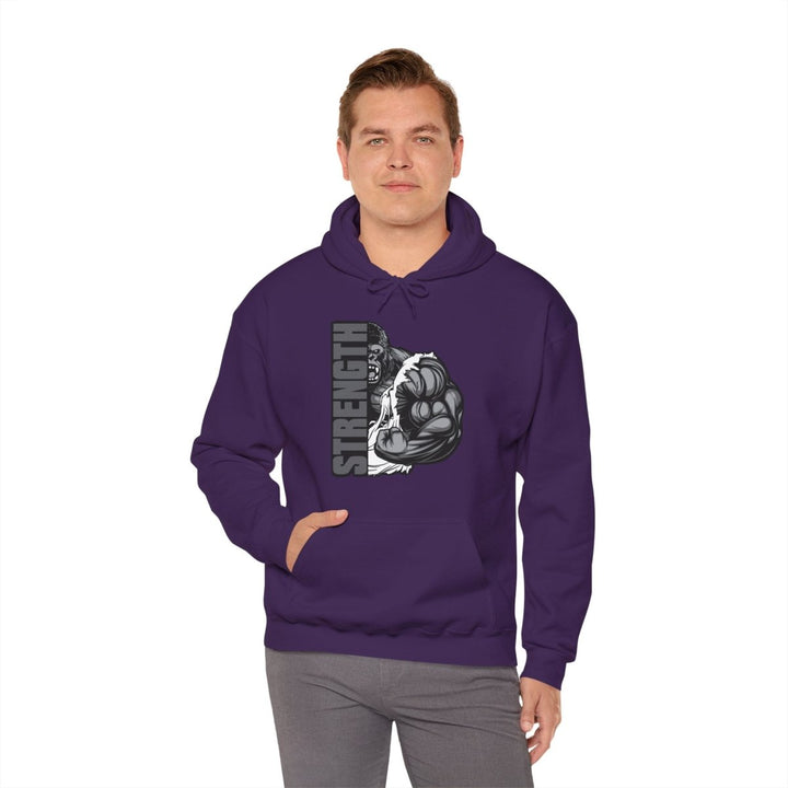 Strength Graphic Hoodie for Fitness Enthusiasts - Purple - S - Strength Graphic Hoodie for Fitness Enthusiasts - Tatoo Tee