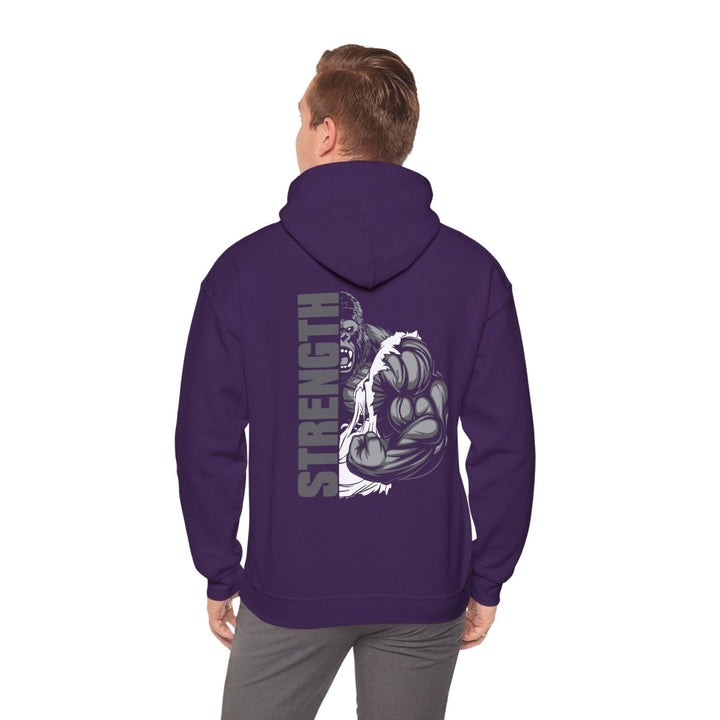 Strength Graphic Hoodie for Fitness Enthusiasts - Purple - S - Strength Graphic Hoodie for Fitness Enthusiasts - Tatoo Tee