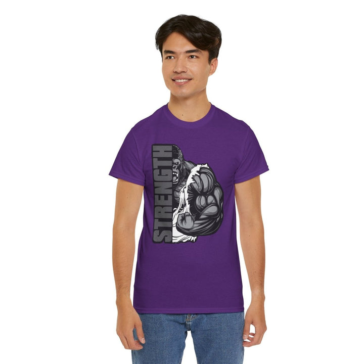 Strength Unisex Heavy Cotton Tee - Motivational Gym Shirt for Fitness Enthusiasts - Purple - S - Strength Unisex Heavy Cotton Tee - Motivational Gym Shirt for Fitness Enthusiasts - Tatoo Tee
