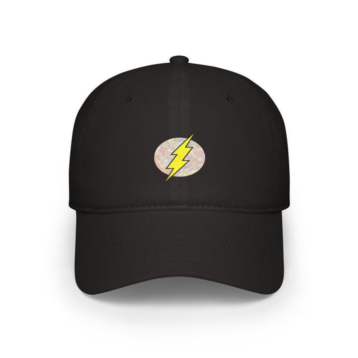 Stylish Red Low Profile Baseball Cap with Lightning Bolt Design - Black - One size - Stylish Red Low Profile Baseball Cap with Lightning Bolt Design - Tatoo Tee