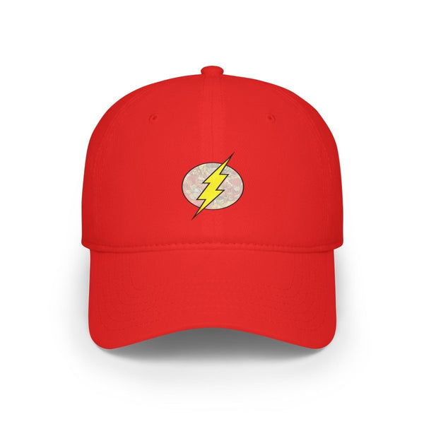 Stylish Red Low Profile Baseball Cap with Lightning Bolt Design - Red - One size - Stylish Red Low Profile Baseball Cap with Lightning Bolt Design - Tatoo Tee