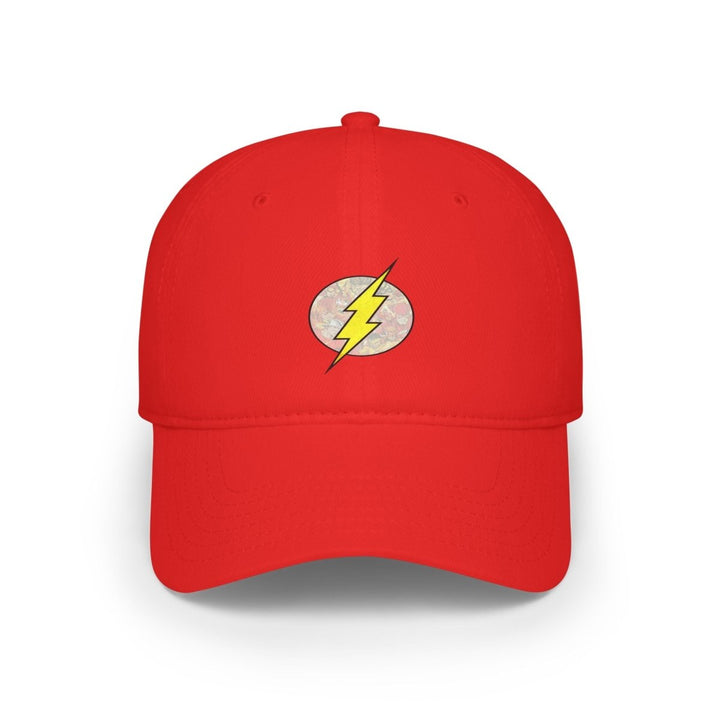 Stylish Red Low Profile Baseball Cap with Lightning Bolt Design - Red - One size - Stylish Red Low Profile Baseball Cap with Lightning Bolt Design - Tatoo Tee