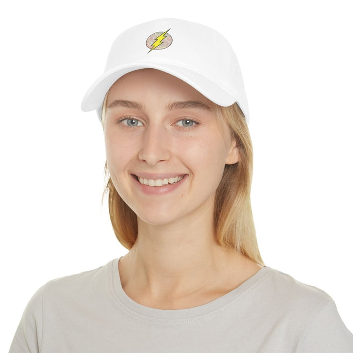 Stylish Red Low Profile Baseball Cap with Lightning Bolt Design - White - One size - Stylish Red Low Profile Baseball Cap with Lightning Bolt Design - Tatoo Tee