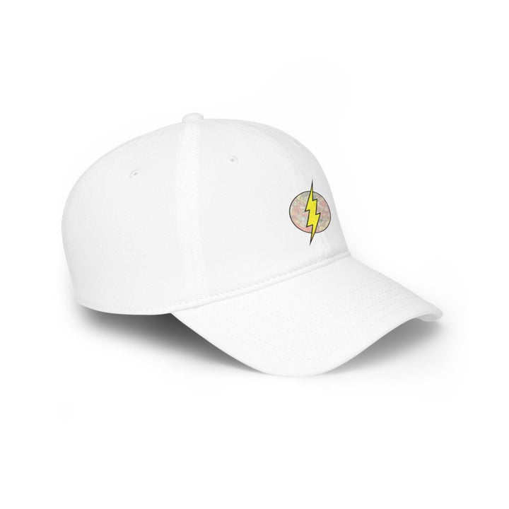 Stylish Red Low Profile Baseball Cap with Lightning Bolt Design - White - One size - Stylish Red Low Profile Baseball Cap with Lightning Bolt Design - Tatoo Tee