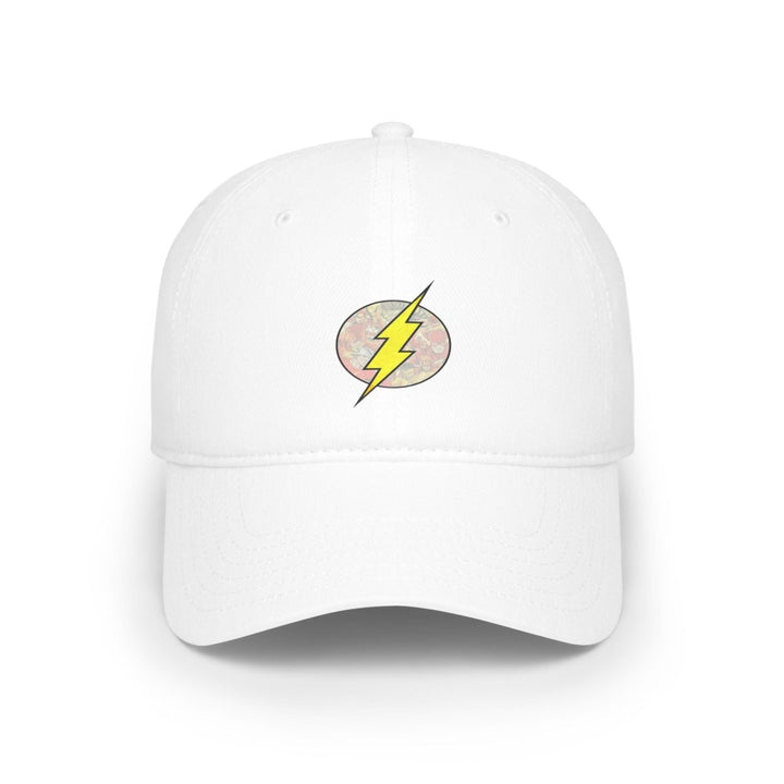 Stylish Red Low Profile Baseball Cap with Lightning Bolt Design - White - One size - Stylish Red Low Profile Baseball Cap with Lightning Bolt Design - Tatoo Tee