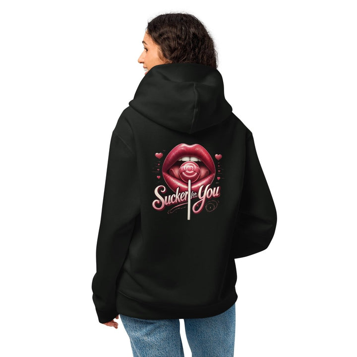 Sucker For You Valentines Day Lips Oversized heavyweight hoodie - Vintage Black - S - Product mockup - Tatoo Tee