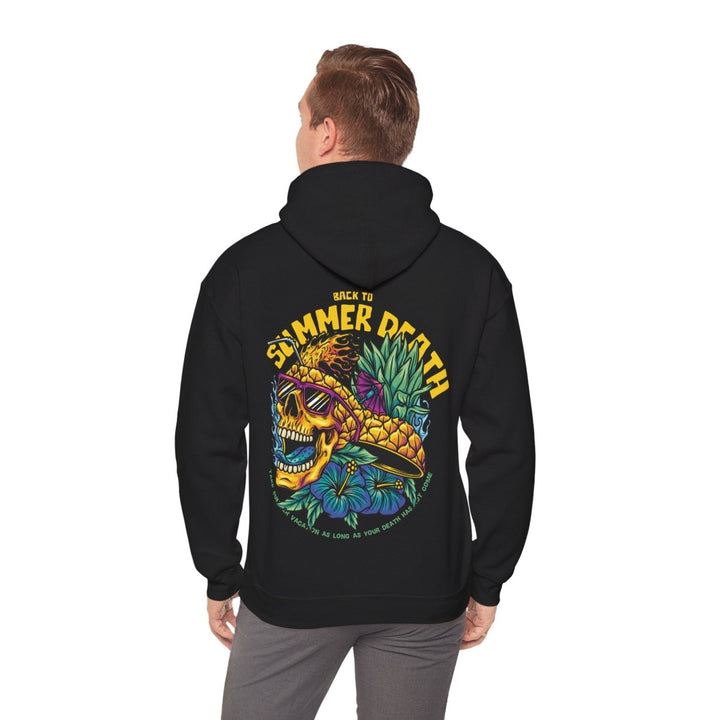 Summer Death Skull Hoodie - Unisex Heavy Blend Sweatshirt with Colorful Pineapple Design - Black - S - Summer Death Skull Hoodie - Unisex Heavy Blend Sweatshirt with Colorful Pineapple Design - Tatoo Tee