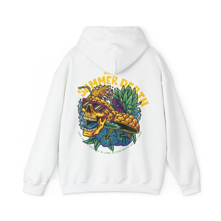 Summer Death Skull Hoodie - Unisex Heavy Blend Sweatshirt with Colorful Pineapple Design - Navy - S - Summer Death Skull Hoodie - Unisex Heavy Blend Sweatshirt with Colorful Pineapple Design - Tatoo Tee