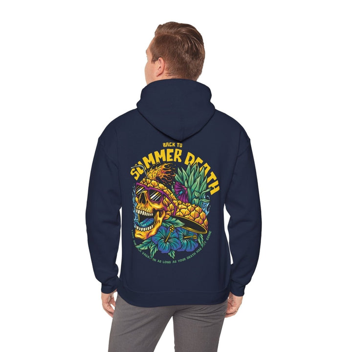Summer Death Skull Hoodie - Unisex Heavy Blend Sweatshirt with Colorful Pineapple Design - Navy - S - Summer Death Skull Hoodie - Unisex Heavy Blend Sweatshirt with Colorful Pineapple Design - Tatoo Tee