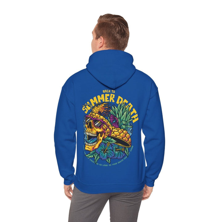 Summer Death Skull Hoodie - Unisex Heavy Blend Sweatshirt with Colorful Pineapple Design - Royal - S - Summer Death Skull Hoodie - Unisex Heavy Blend Sweatshirt with Colorful Pineapple Design - Tatoo Tee