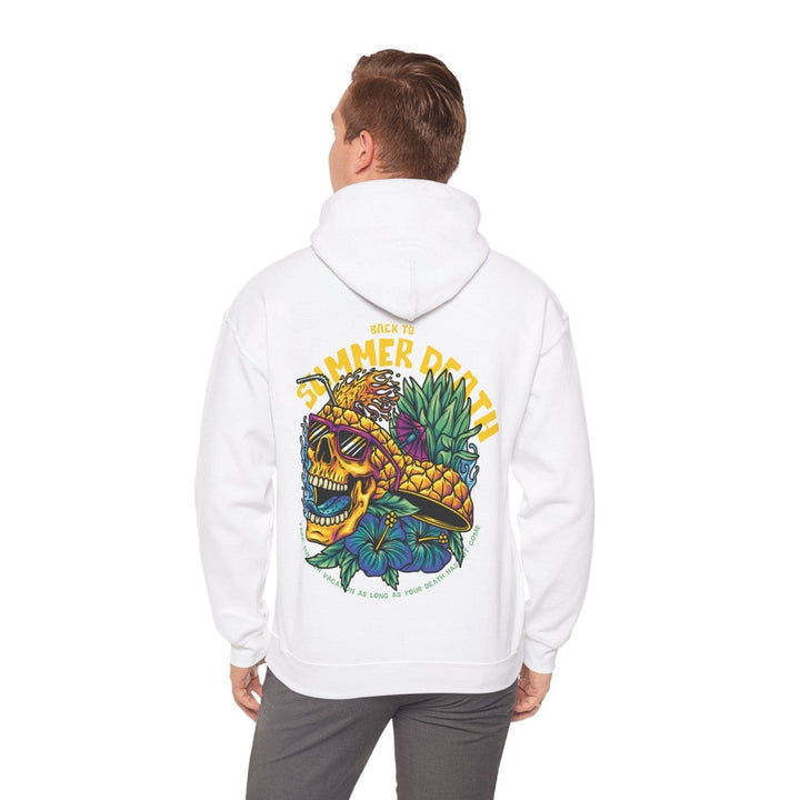 Summer Death Skull Hoodie - Unisex Heavy Blend Sweatshirt with Colorful Pineapple Design - White - S - Summer Death Skull Hoodie - Unisex Heavy Blend Sweatshirt with Colorful Pineapple Design - Tatoo Tee
