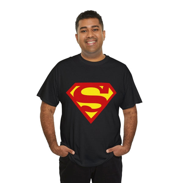 Superhero Unisex Heavy Cotton Tee - Bold Superman Design for Comic Fans - Black - S - Superhero Unisex Heavy Cotton Tee - Bold Superman Design for Comic Fans - Tatoo Tee