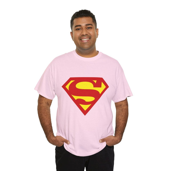 Superhero Unisex Heavy Cotton Tee - Bold Superman Design for Comic Fans - Light Pink - S - Superhero Unisex Heavy Cotton Tee - Bold Superman Design for Comic Fans - Tatoo Tee