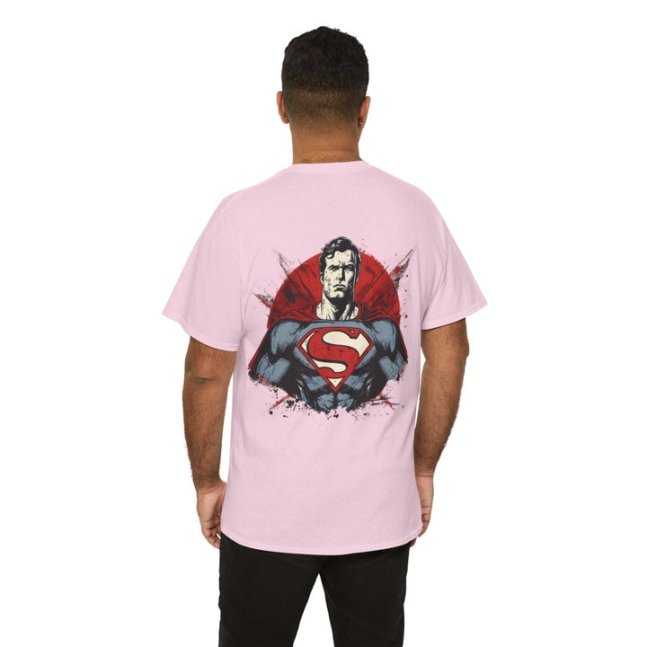 Superhero Unisex Heavy Cotton Tee - Bold Superman Design for Comic Fans - Light Pink - S - Superhero Unisex Heavy Cotton Tee - Bold Superman Design for Comic Fans - Tatoo Tee