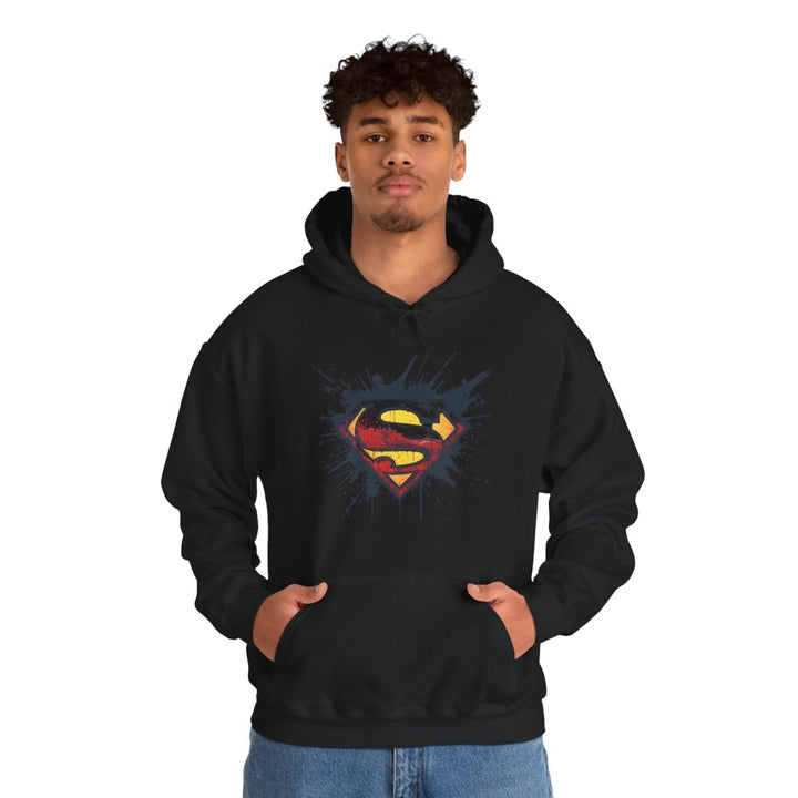 Superman Graphic Hooded Sweatshirt - Unisex Heavy Blend™ - Black - S - Superman Graphic Hooded Sweatshirt - Unisex Heavy Blend™ - Tatoo Tee