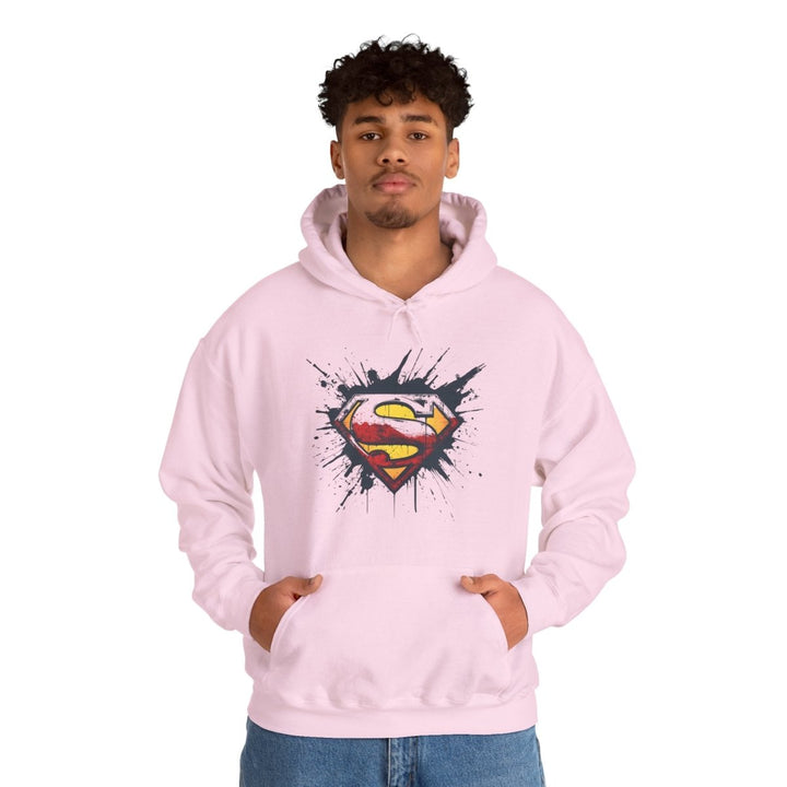 Superman Graphic Hooded Sweatshirt - Unisex Heavy Blend™ - Light Pink - S - Superman Graphic Hooded Sweatshirt - Unisex Heavy Blend™ - Tatoo Tee