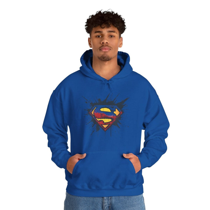 Superman Graphic Hooded Sweatshirt - Unisex Heavy Blend™ - Royal - S - Superman Graphic Hooded Sweatshirt - Unisex Heavy Blend™ - Tatoo Tee