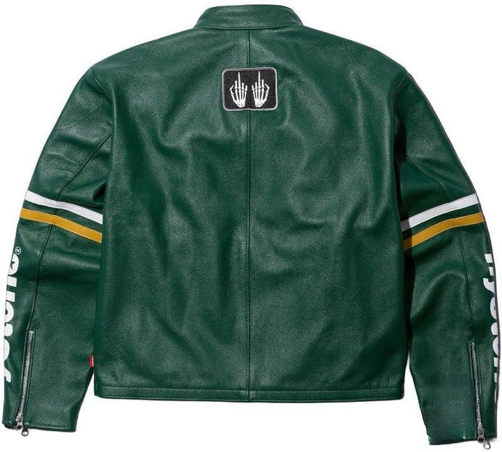 Supreme Green Leather Vintage Racing Jacket - XS - Supreme Green Leather Vintage Racing Jacket - Tatoo Tee