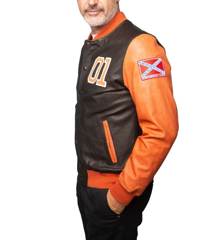 The Dukes Of Hazzard General Lee Leather Jacket - Male - XS - The Dukes Of Hazzard General Lee Leather Jacket - Tatoo Tee