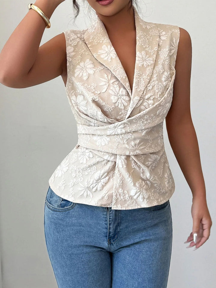 Tie Waist Wrap Tank Top - Beige - S - 09894cb2 - 3a39 - 4795 - b6f6 - fdf4c89ece86 - Max - Origin - Tatoo Tee